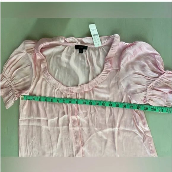NWT JCREW Fresh Bouquet PINK Ruffle featherweight satin scoopneck top - Picture 6 of 10